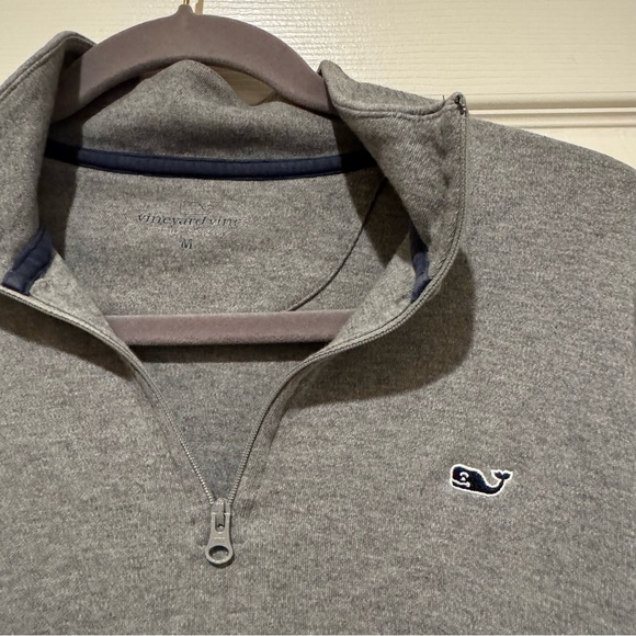 Vineyard Vines Saltwater Gray Quarter Zip Pullover Mens Medium Pima Cotton - Picture 3 of 8